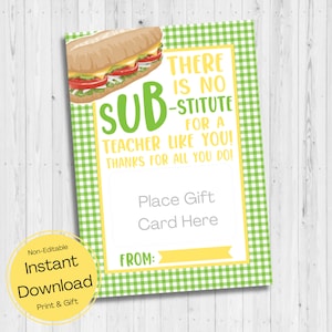 DOWNLOAD INSTANTÂNEO - Cartão de presente de agradecimento ao professor 5x7 para impressão - Porta-cartão de presente do professor - Cartão de agradecimento ao professor - Cartão de presente sanduíche