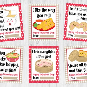 INSTANT DOWNLOAD - Chinese Food Valentine Card Printable - Kids Printable Valentine Card - Cute Chinese Food Valentine - Valentine Printable