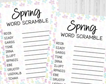 INSTANT DOWNLOAD Spring Word Scramble Game Printable - Spring Game Printable - Spring Activity Printable - Spring Kids Word Puzzle Activity