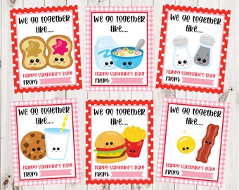 INSTANT DOWNLOAD - Food Pairs Valentine Card Printable - Kids Printable Valentine Card - Cute Food Valentine - Valentine Printable -