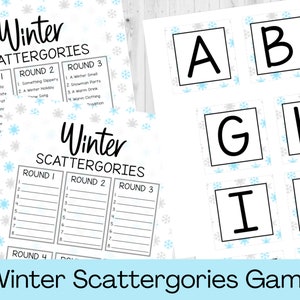 INSTANT DOWNLOAD Winter Scattergories Printable Game - Winter Game Printable - Winter Scattergories Game Printable - Winter Snow Day Game