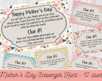 INSTANT DOWNLOAD Mother's Day Treasure Hunt Printable - Mother's Day Scavenger Hunt - Mother's Day Gift Printable - Mother's Day Gift