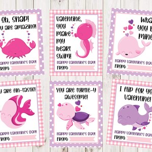 INSTANT DOWNLOAD - Sea Life Valentine Card Printable - Kids Printable Valentine Card - Cute Fish Valentine - Valentine Printable