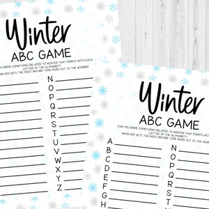 INSTANT DOWNLOAD Winter ABC Game Printable - Winter Game Printable - Winter Activity Printable - Winter Alphabet Game Printable