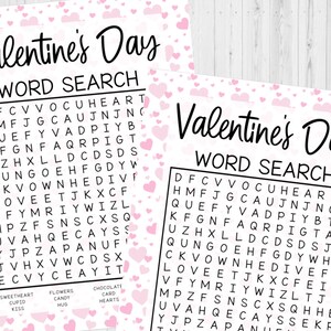 INSTANT DOWNLOAD Valentine&#39;s Day Word Search Printable - Valentine&#39;s Day Game Printable - Valentine&#39;s Day Activity Printable
