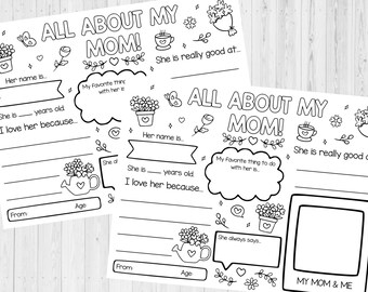 INSTANT DOWNLOAD - All About My Mom Printable - Mother's Day Printable - Mother's Day Questionnaire - Birthday Gift For Mom
