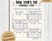 INSTANT DOWNLOAD New Year's Eve Friendly Feud Game Printable - Holiday Game Printable - New Year Printable - Holiday Friendly Feud