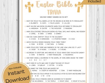 TÉLÉCHARGEMENT IMMÉDIAT Jeu-questionnaire sur la Bible de Pâques imprimable - jeu-questionnaire histoire de Pâques - jeu-questionnaire sur la semaine sainte - jeu de fête de Pâques église
