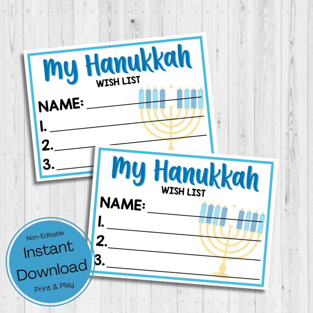 INSTANT DOWNLOAD Hanukkah Gift Swap Sign up Cards Hanukkah Wish List ...
