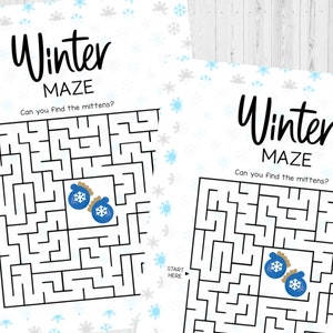 SOFORTIGER DOWNLOAD Winter-Labyrinth zum Ausdrucken - Winter-Spiel zum Ausdrucken - Winter-Aktivität zum Ausdrucken - Winter-Kinder-Labyrinth-Spiel zum Ausdrucken