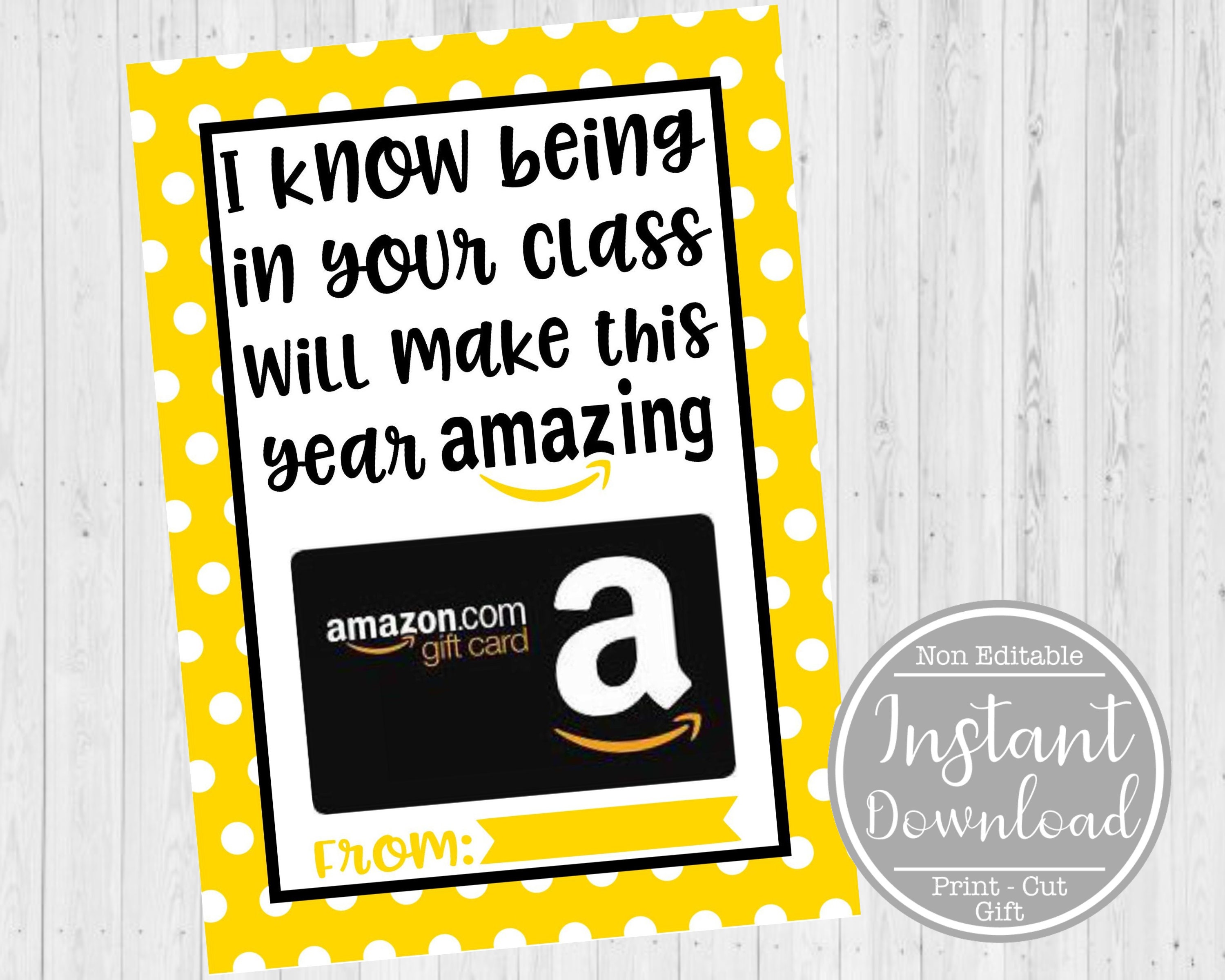 Instant Download Teacher Appreciation Gift Card Printable Etsy