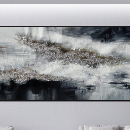 Large Canvas Wall Art Black Painting Black Abstract Wall Etsy
