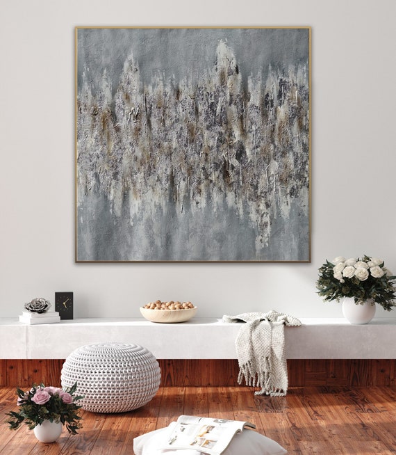 Silver Gray Painting Silver Gray Wall Art Silver Gray Etsy