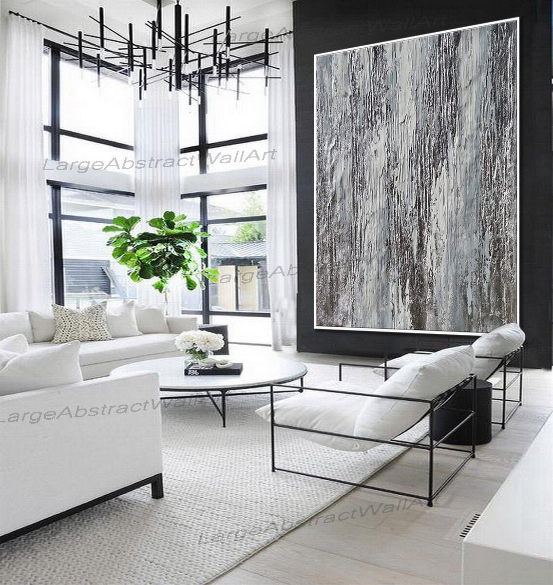 Oversize Glänzendes glitzerndes Blattsilber und weiß gerahmte | Etsy