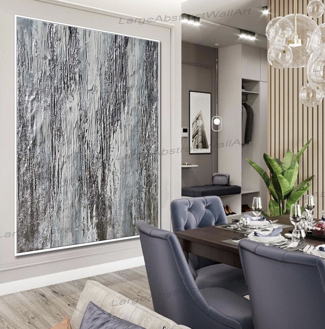 Oversize Glänzendes glitzerndes Blattsilber und weiß gerahmte | Etsy