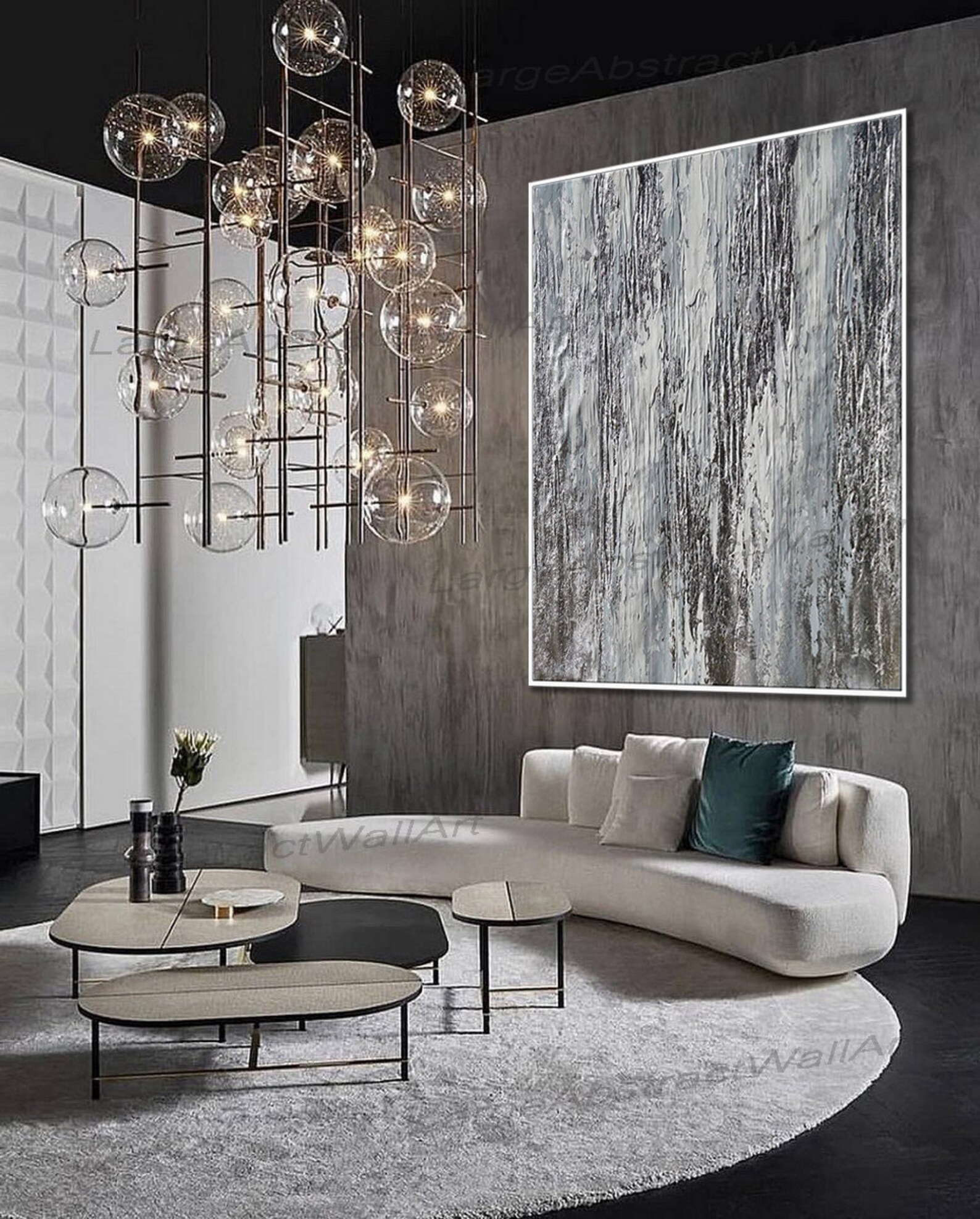 Oversize Glänzendes glitzerndes Blattsilber und weiß gerahmte | Etsy