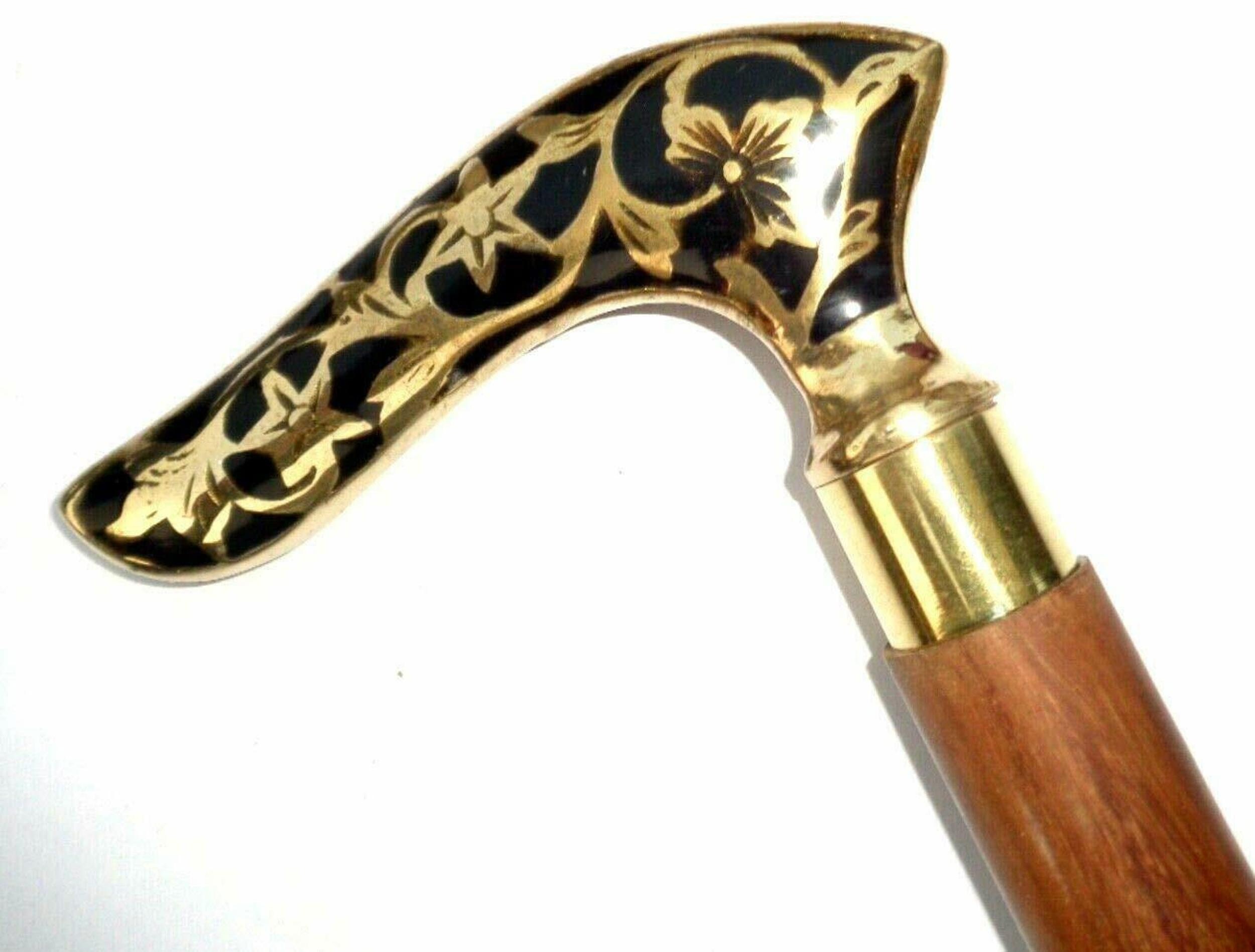Handmade Walking Cane Stick with region Brass Handle | Etsy
