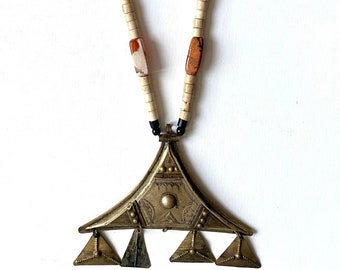 Bijoux ethnique Touareg Kaouki, collier du Sahara perlé, art vintage ethnique du désert, décoration tribal