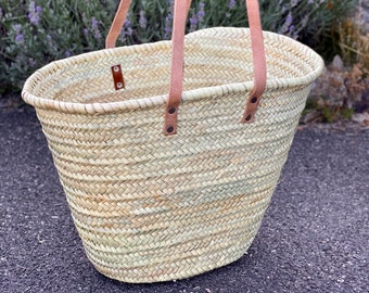 Grand panier en paille, cabas palmier tressé, esprit bohème, boho et écolo !