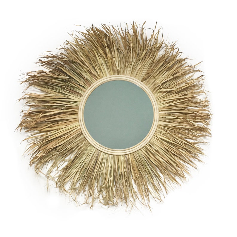 Großer runder Spiegel aus Fransen-Raphia Wandspiegel Boho aus | Etsy