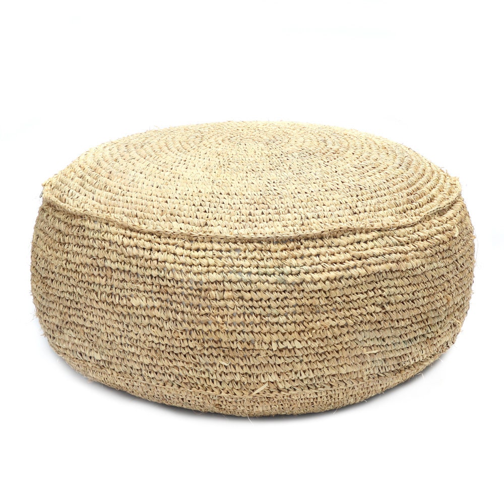 Pouf Rond en Raphia de Flores - Assise Fibres Naturelles