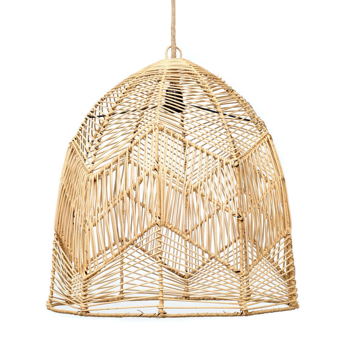 Suspension Bala - Luminaire en Rotin Naturel Style Bohème, 3 Tailles, 2 Coloris