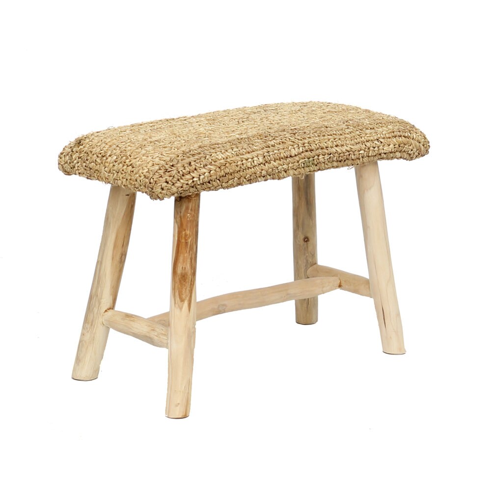 Banc en Raphia et Bois - Esprit Naturel 60 cm