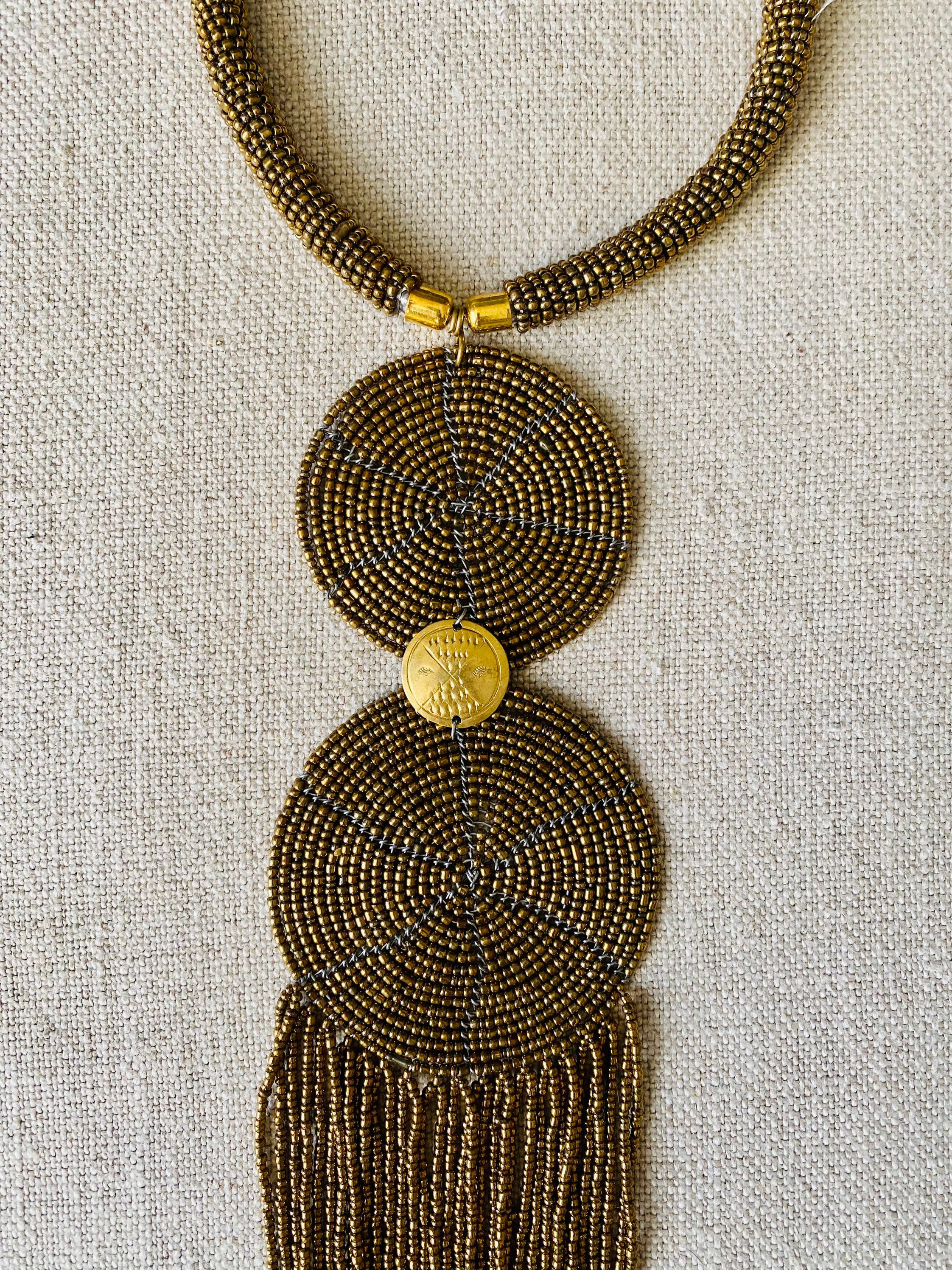Collier Ancien Ethnique D'Afrique Du Nord - Grosses Perles Ambre RARE | Bijou Vintage Occasion