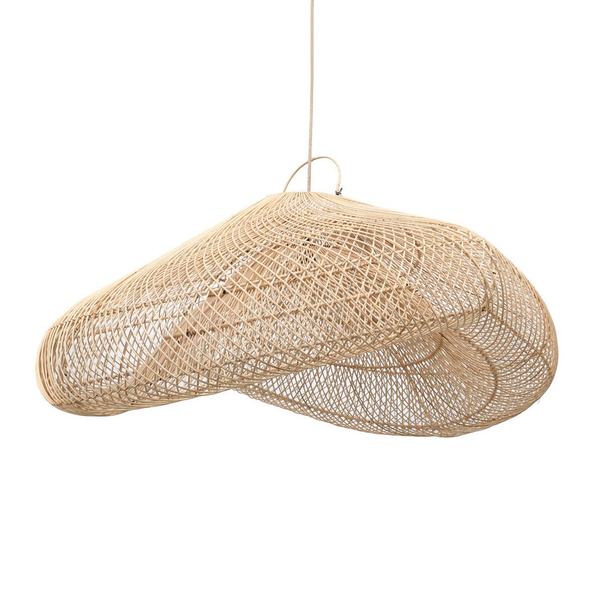 Grande Suspension Nuage Virga - Luminaire en Rotin Naturel 120 cm, 2 Coloris