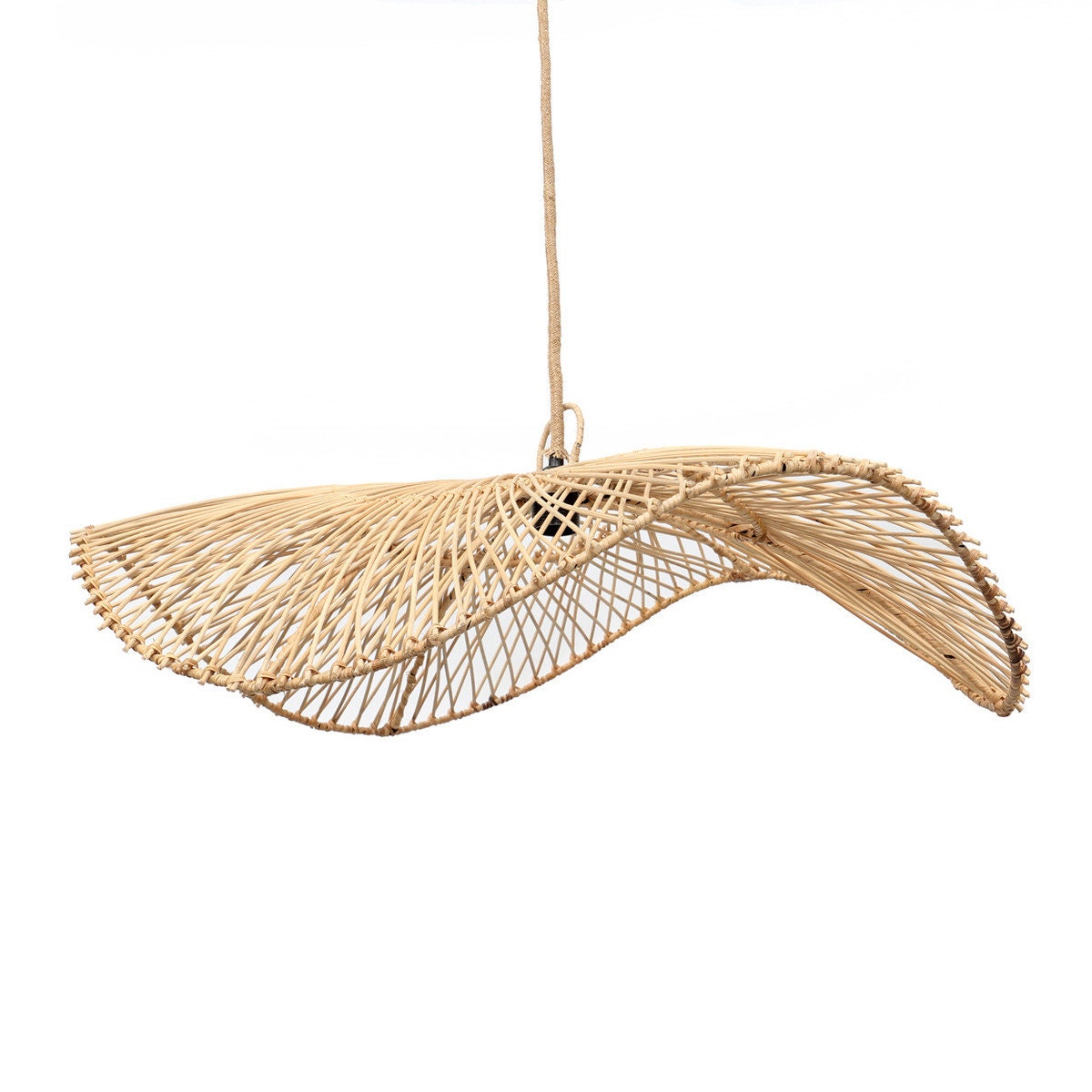 Suspension Grand Chapeau - Luminaire en Rotin Naturel 75 cm