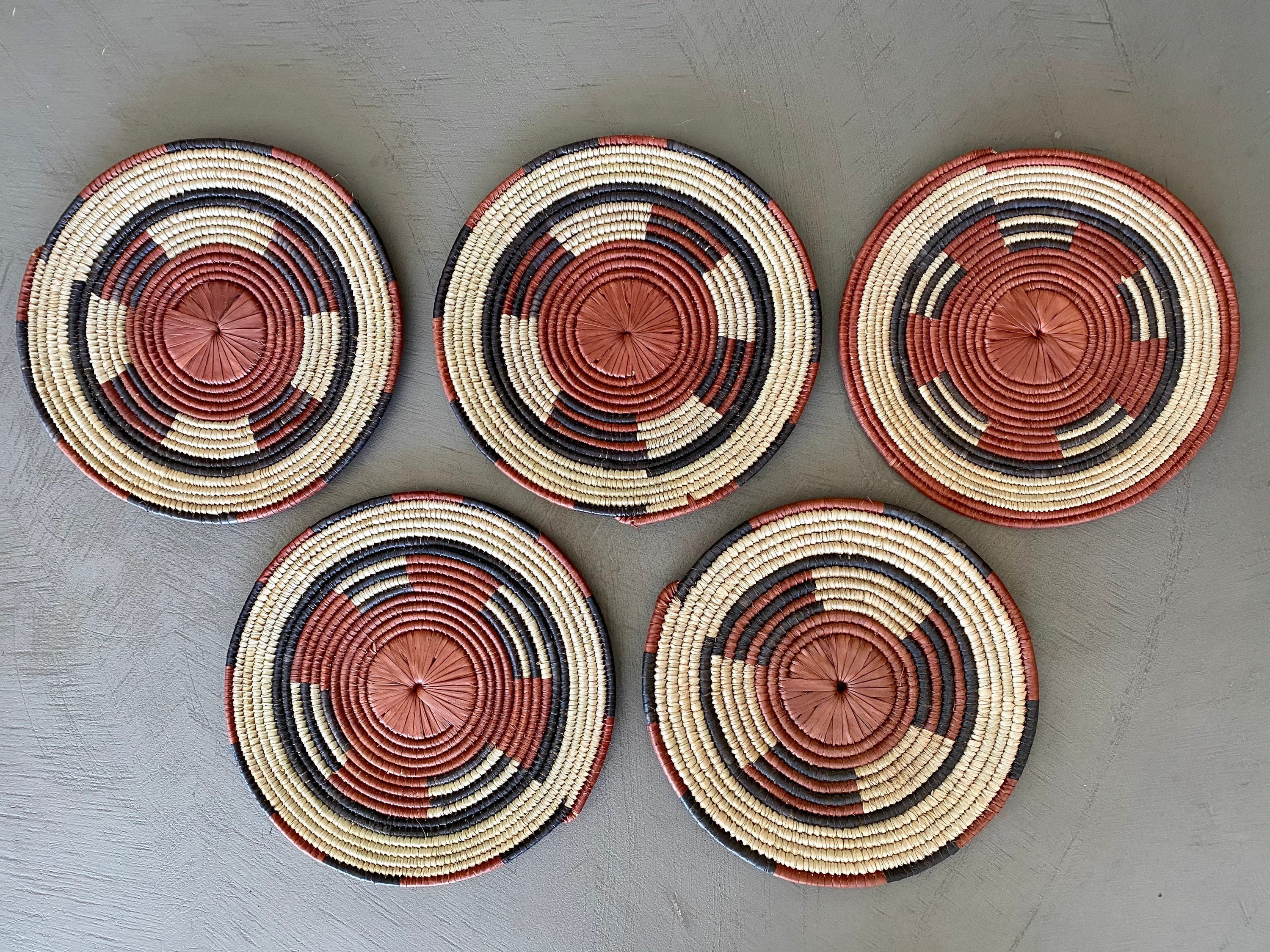 Dessous de Plats Africain Colorés et Tissés, Art Ethnique