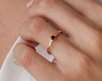 Onyx ring, black onyx, minimalist ring, gold ring, women ring, sterling silver, gold jewelry, single gem, silver ring, black ring