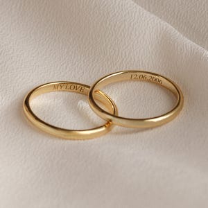 Gepersonaliseerde ring met gravure aan de binnenkant – Gepersonaliseerde trouwring in 925 zilver of goud, unisex ring, sieraden voor dames en heren, stapelring