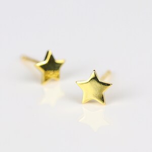 Gold star studs, tiny studs, celestial earrings, star earrings, minimalist earrings, star jewelry, celestial jewelry, gold plated studs image 2