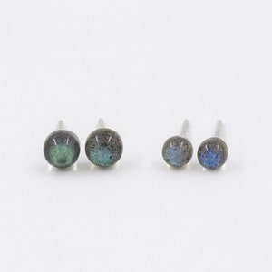 Labradorite studs, silver earrings, minimalist earrings, small earrings, natural stones, labradorite jewelry, sterling silver, birthstones