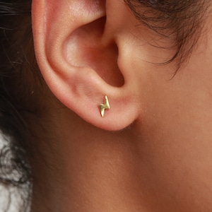 Lightning bolt earrings, lightning studs, gold studs, minimalist studs, simple earrings, tiny earrings, small earrings, gold plated