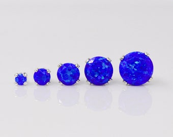 Blue opal studs, silver earrings, small earrings, opal jewelry, gold studs, simple studs, blue studs, 2-6mm stud, wedding gift, gift for her
