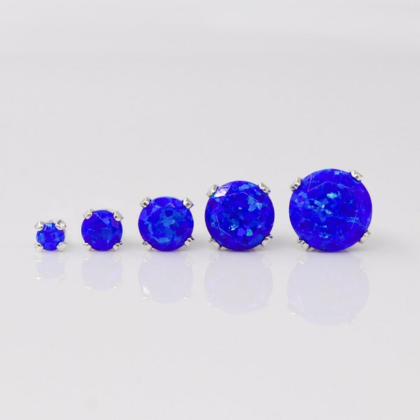 Puces opale bleue, boucles d'oreilles argent, petites boucles, bijou opale, puces en or, clous simples, boucles bleues, clous 2-6mm
