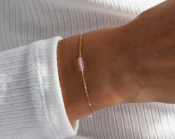 Morganite bracelet, wedding jewelry, gold filled or silver, natural stone, birthstone jewelry, gold bracelet, morganite jewelry, wedding