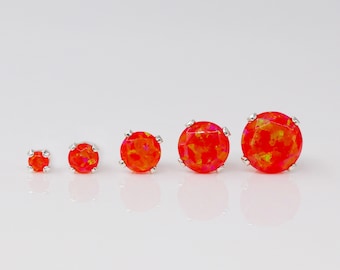 Puces opale de feu, petites boucles d'oreilles, argent massif, puces simples, bijou opale, or rempli 14k, clou d'oreille, puces 2-6mm