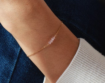 Rose quartz bracelet, dainty jewelry, gold or silver bracelet, wedding bracelet, birthstone bracelet, women bracelet, rose quartz jewelry
