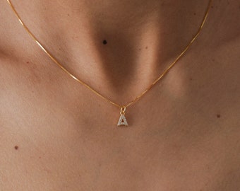 Collier initial or, collier minimaliste, collier personnalisé, petit collier, or rempli 14k, collier délicat, collier prénom, collier lettre