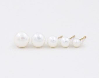 Pearl earrings, white pearls, minimalist studs, genuine pearls, gold or silver, cultured pearls, bridal earrings, gold studs, s925 silver