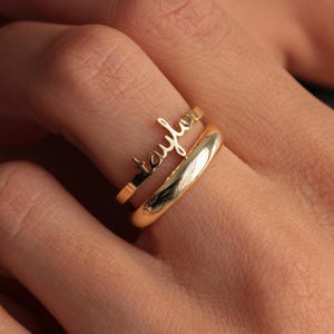 Anillo personalizado con nombre en plata de ley 925, anillo fino de oro, regalo para bebé, regalo para mujer, joyería minimalista, delicado anillo con nombre para mamá