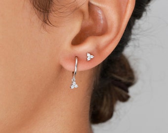 Minimalist set earrings, silver hoops, gold earrings, silver earrings, flower earrings, dainty studs, tiny earrings, delicate hoops
