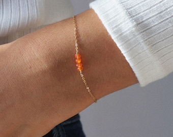 Carnelian bracelet, minimalist jewelry, bracelet gold or silver, tiny bracelet, birthstone jewelry, simple bracelet, carnelian jewelry