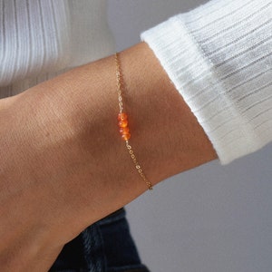 Carnelian bracelet, minimalist jewelry, gold filled or silver, tiny bracelet, birthstone jewelry, simple bracelet, carnelian jewelry