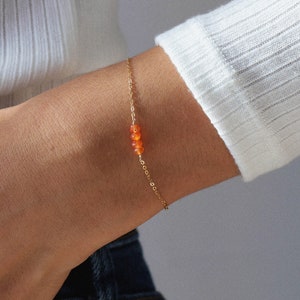 Carnelian bracelet, minimalist jewelry, bracelet gold or silver, tiny bracelet, birthstone jewelry, simple bracelet, carnelian jewelry