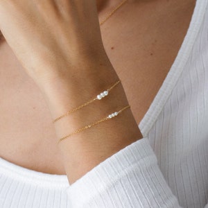Pearl bracelet, gold bracelet, boho bracelet, dainty bracelet, wedding bracelet, bridesmaid gift, freshwater pearl, sterling silver