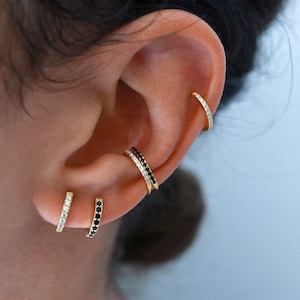 Elica senza piercing, polsino elegante, argento massiccio, piercing falso, polsino d'oro, fibbia minimalista, set di polsini, piccola fibbia